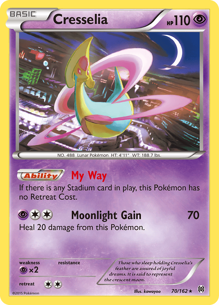 70, Normal, Psychic, Psychic[×2], Rare, Reverse Holofoil, XY: BREAKthrough Cresselia (70/162) [XY: BREAKthrough] - Trading Card World