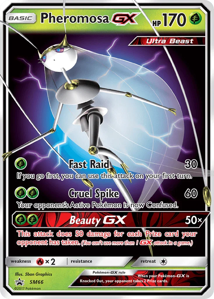 Black Star Promo, Fire[×2], Grass, Holofoil, SM66, Sun & Moon: Black Star Promos Pheromosa GX (SM66) [Sun & Moon: Black Star Promos] - Trading Card World