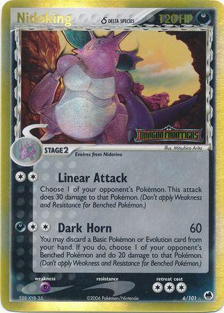 Darkness, EX: Dragon Frontiers, Holo Rare, Psychic[×2], Reverse Holofoil Nidoking (6/101) (Delta Species) (Stamped) [EX: Dragon Frontiers] - Trading Card World