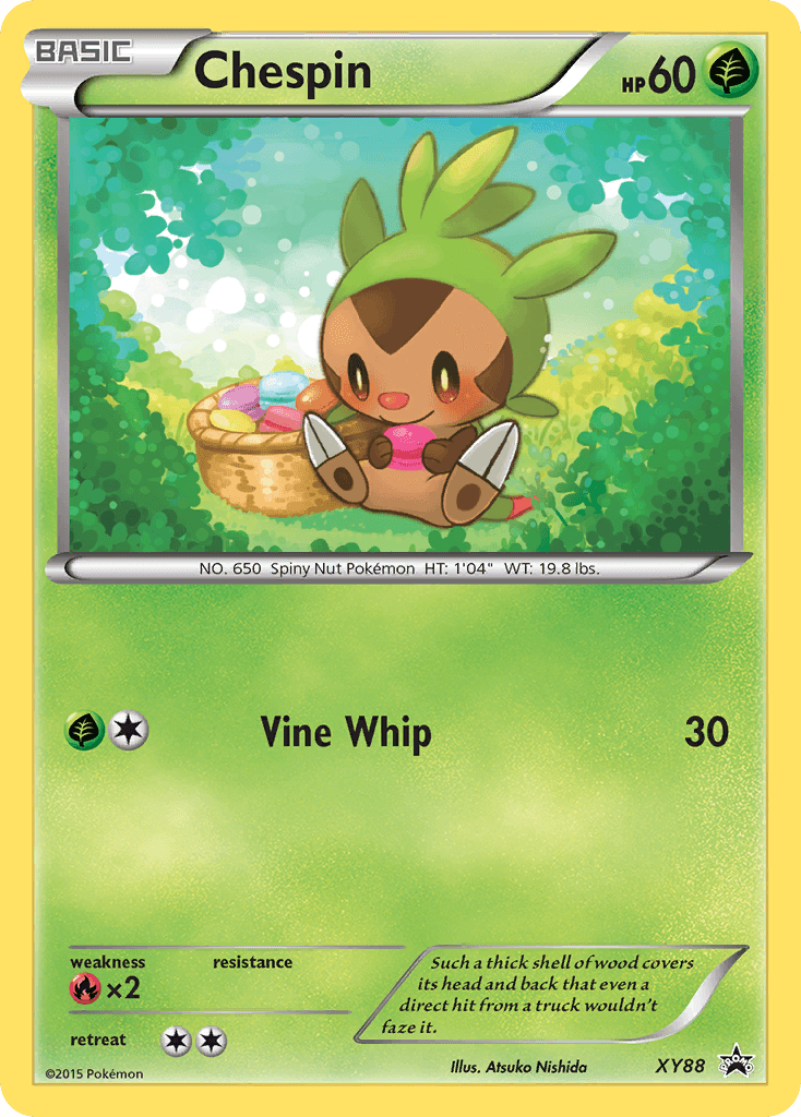 Fire [x2], Grass, Holofoil, Promo, XY88, XY: Black Star Promos Chespin (XY88) (Collector Chest) [XY: Black Star Promos] - Trading Card World