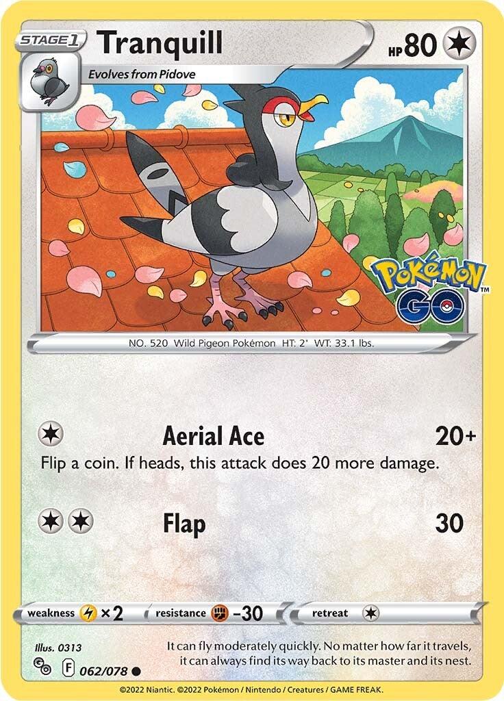 062, Colorless, Common, Fighting [-30], Lightning [x2], Normal, Pokémon GO, Reverse Holofoil Tranquill (062/078) [Pokémon GO] - Trading Card World