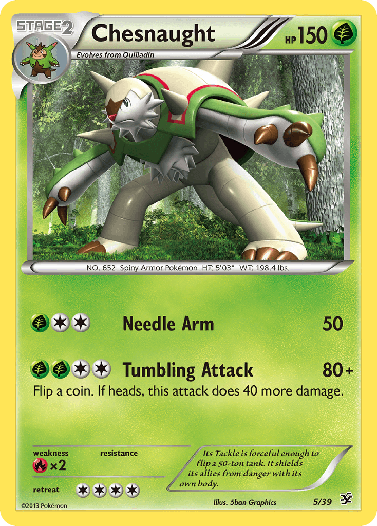 Common, Fire[×2], Grass, Holofoil, Normal, XY: Kalos Starter Set Chesnaught (5/39) [XY: Kalos Starter Set] - Trading Card World