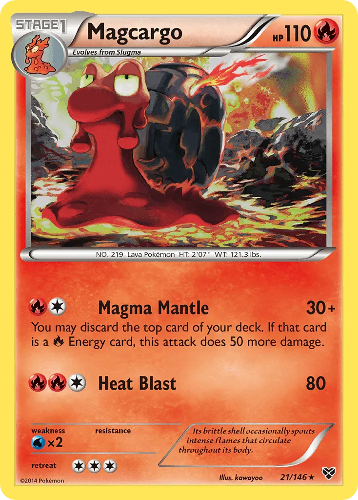 21, Fire, Normal, Rare, Reverse Holofoil, Water[×2], XY: Base Set Magcargo (21/146) [XY: Base Set] - Trading Card World