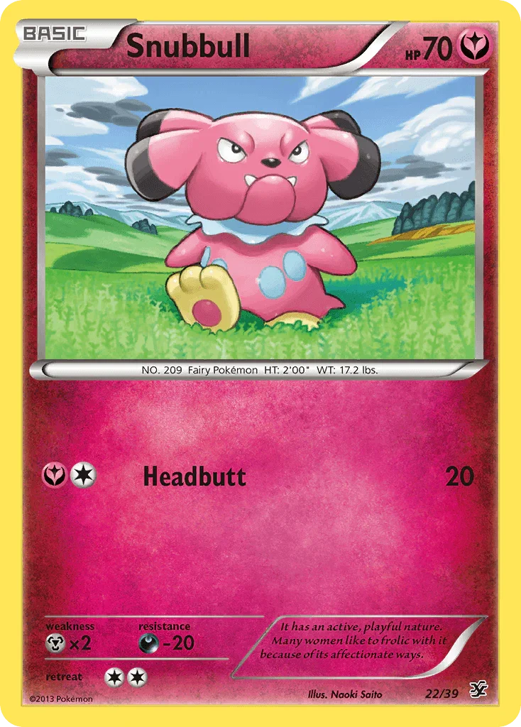 22, Common, Darkness[-20], Fairy, Metal[×2], Normal, XY: Kalos Starter Set Snubbull (22/39) [XY: Kalos Starter Set] - Trading Card World