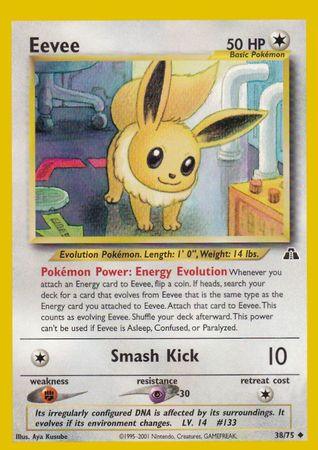 38, Colorless, Fighting[×2], Neo Discovery Unlimited, Normal, Psychic[-30], Uncommon Eevee (38/75) [Neo Discovery Unlimited] - Trading Card World