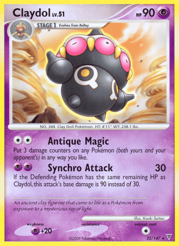 22, Normal, Platinum: Supreme Victors, Psychic, Psychic[+20], Rare, Reverse Holofoil Claydol (22/147) [Platinum: Supreme Victors] - Trading Card World