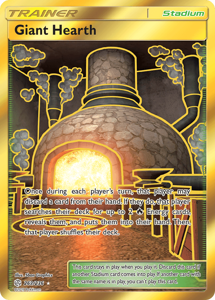 263, Holofoil, Secret Rare, Stadium, Sun & Moon: Cosmic Eclipse Giant Hearth (263/236) [Sun & Moon: Cosmic Eclipse] - Trading Card World