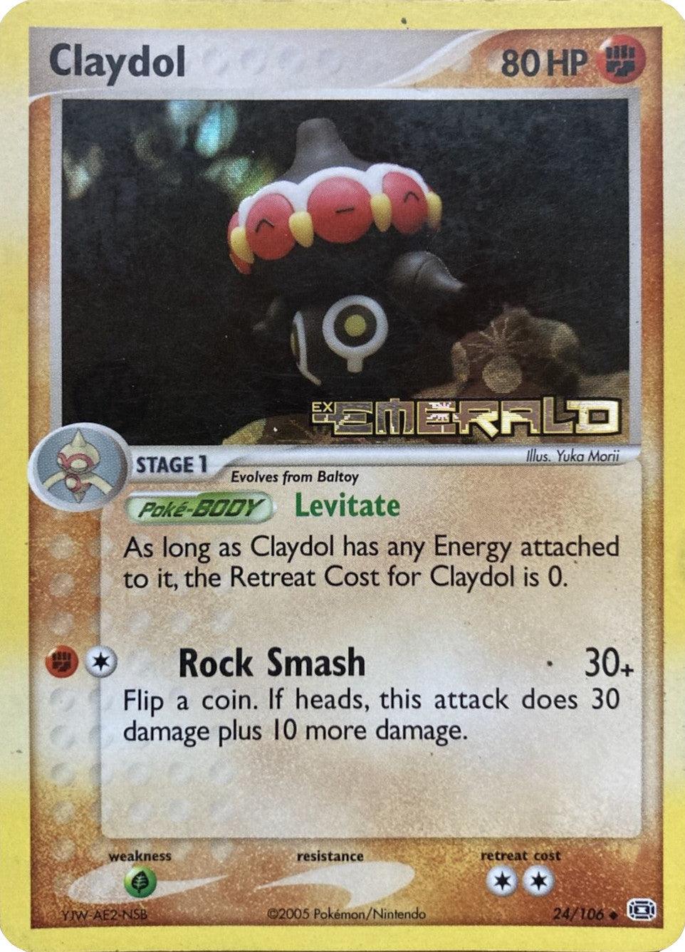 24, EX: Emerald, Fighting, Grass[×2], Reverse Holofoil, Uncommon Claydol (24/106) (Stamped) [EX: Emerald] - Trading Card World
