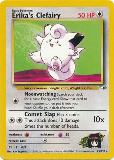 25, Colorless, Fighting[×2], Gym Heroes Unlimited, Normal, Psychic[-30], Rare Erika's Clefairy (25/132) [Gym Heroes Unlimited] - Trading Card World