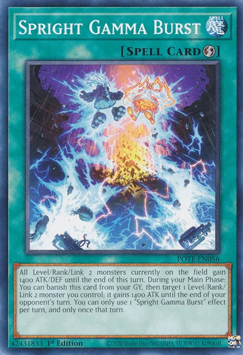 1st Edition, Common, Power of the Elements, Quick-Play Spell, Spell, Unlimited Spright Gamma Burst [POTE-EN056] Common - Trading Card World