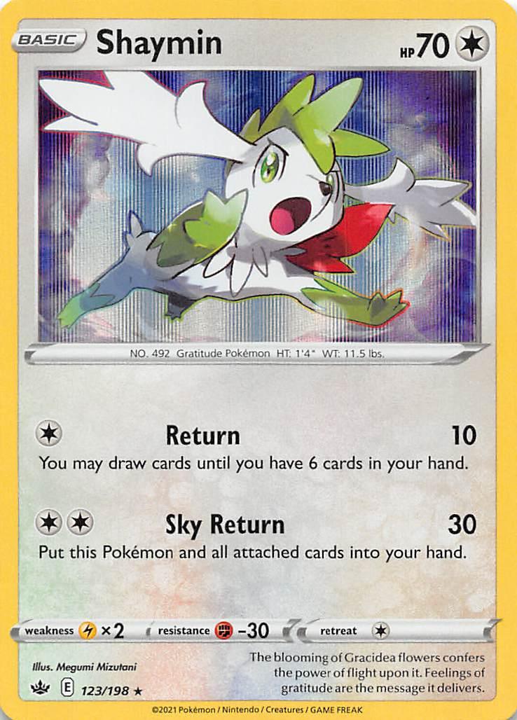 123, Colorless, Fighting [-30], Holo Rare, Holofoil, Lightning [x2], Reverse Holofoil, Sword & Shield: Chilling Reign Shaymin (123/198) [Sword & Shield: Chilling Reign] - Trading Card World