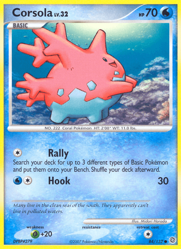 84, Common, Diamond & Pearl: Secret Wonders, Grass[+20], Normal, Reverse Holofoil, Water Corsola (84/132) [Diamond & Pearl: Secret Wonders] - Trading Card World
