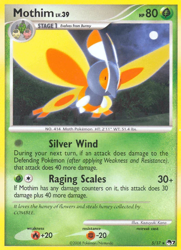 Fighting[-20], Fire[+20], Grass, Holofoil, Normal, POP Series 7, Rare Mothim (5/17) [POP Series 7] - Trading Card World