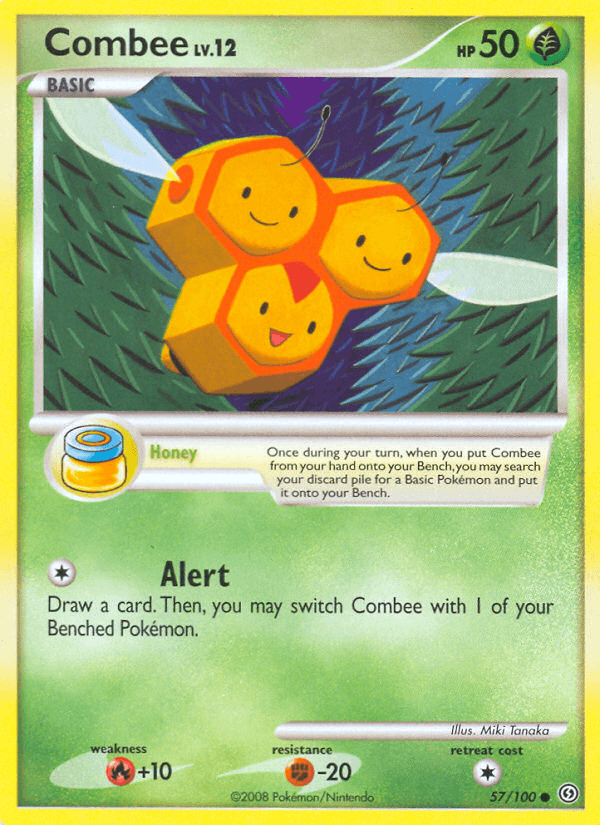 57, Common, Diamond & Pearl: Stormfront, Fighting[-20], Fire[+10], Grass, Normal, Reverse Holofoil Combee (57/100) [Diamond & Pearl: Stormfront] - Trading Card World