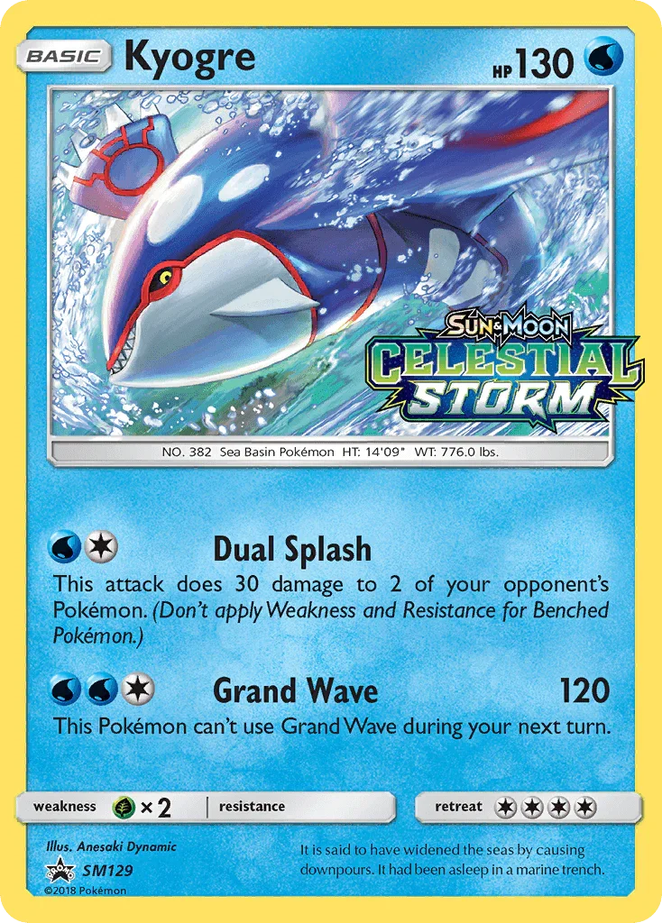 Black Star Promo, Grass[×2], Holofoil, SM129, Sun & Moon: Black Star Promos, Water Kyogre (SM129) [Sun & Moon: Black Star Promos] - Trading Card World