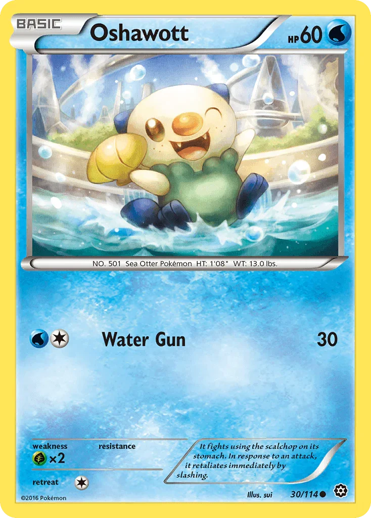 30, Common, Grass[×2], Normal, Reverse Holofoil, Water, XY: Steam Siege Oshawott (30/114) [XY: Steam Siege] - Trading Card World