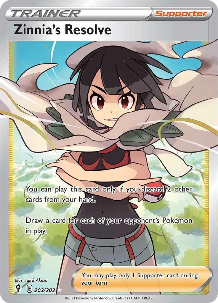 203, Holofoil, Supporter, Sword & Shield: Evolving Skies, Ultra Rare Zinnia's Resolve (203/203) [Sword & Shield: Evolving Skies] - Trading Card World