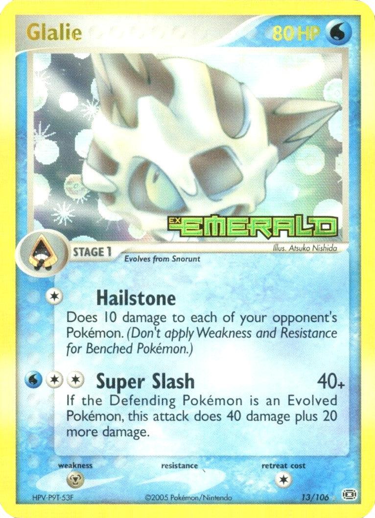 13, EX: Emerald, Metal[×2], Rare, Reverse Holofoil, Water Glalie (13/106) (Stamped) [EX: Emerald] - Trading Card World