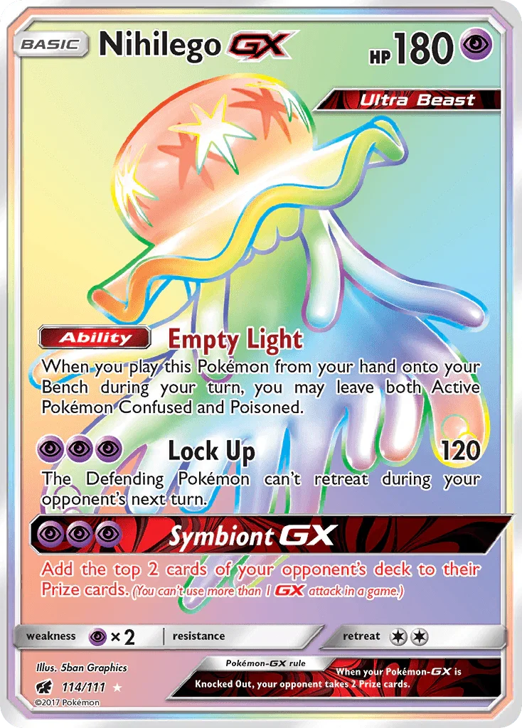 114, Holofoil, Psychic, Psychic[×2], Secret Rare, Sun & Moon: Crimson Invasion Nihilego GX (114/111) [Sun & Moon: Crimson Invasion] - Trading Card World
