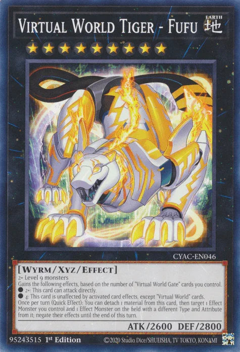1st Edition, Common, Cyberstorm Access, Earth, Wyrm, Xyz/Effect Monster Virtual World Tiger - Fufu [CYAC-EN046] Common - Trading Card World