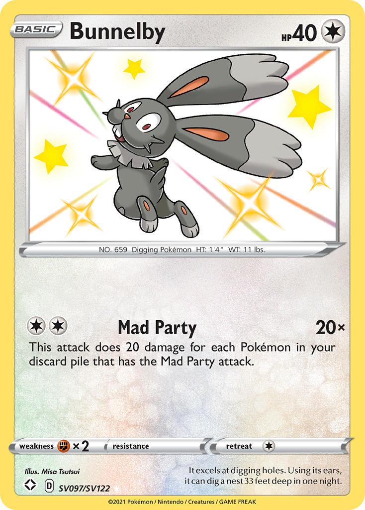 Colorless, Fighting[×2], Holofoil, SV097, Sword & Shield: Shining Fates, Ultra Rare Bunnelby (SV097/SV122) [Sword & Shield: Shining Fates] - Trading Card World