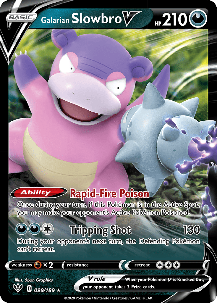 099, Darkness, Fighting[×2], Holofoil, Sword & Shield: Darkness Ablaze, Ultra Rare Galarian Slowbro V (099/189) [Sword & Shield: Darkness Ablaze] - Trading Card World
