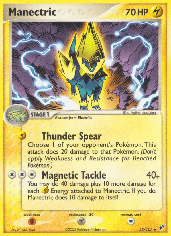 38, EX: Deoxys, Fighting[×2], Lightning, Metal[-30], Normal, Uncommon Manectric (38/107) [EX: Deoxys] - Trading Card World