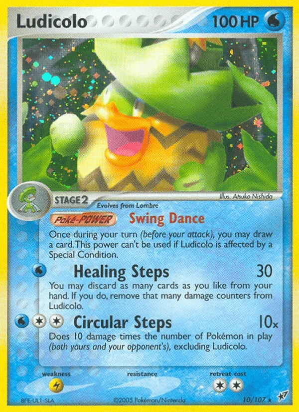10, EX: Deoxys, Holo Rare, Holofoil, Lightning[×2], Water Ludicolo (10/107) [EX: Deoxys] - Trading Card World