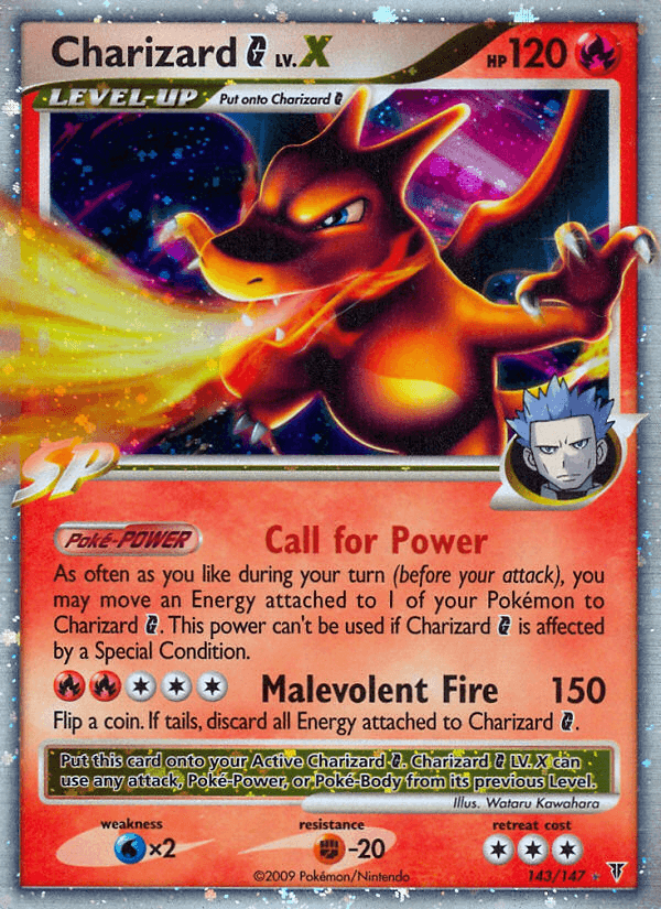 143, Fighting[-20], Fire, Holo Rare, Holofoil, Platinum: Supreme Victors, Water[×2] Charizard G LV.X (143/147) [Platinum: Supreme Victors] - Trading Card World