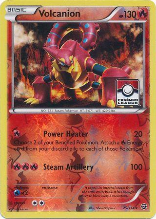 25, Fire, Promo, Reverse Holofoil, Water[×2], XY: Steam Siege Volcanion (25/114) (League Promo) [XY: Steam Siege] - Trading Card World