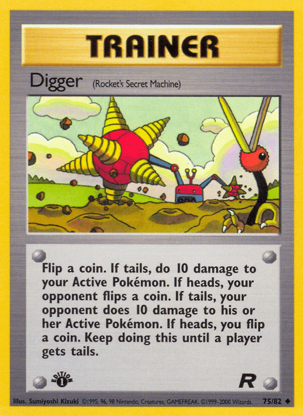 1st Edition Normal, 75, Team Rocket 1st Edition, Trainer, Uncommon Digger (75/82) [Team Rocket 1st Edition] - Trading Card World