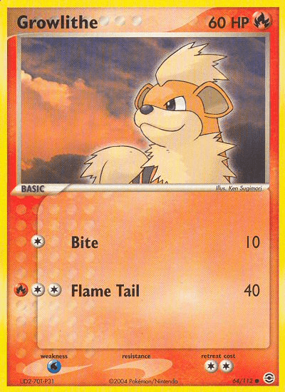 64, Common, EX: FireRed & LeafGreen, Fire, Normal, Reverse Holofoil, Water[×2] Growlithe (64/112) [EX: FireRed & LeafGreen] - Trading Card World