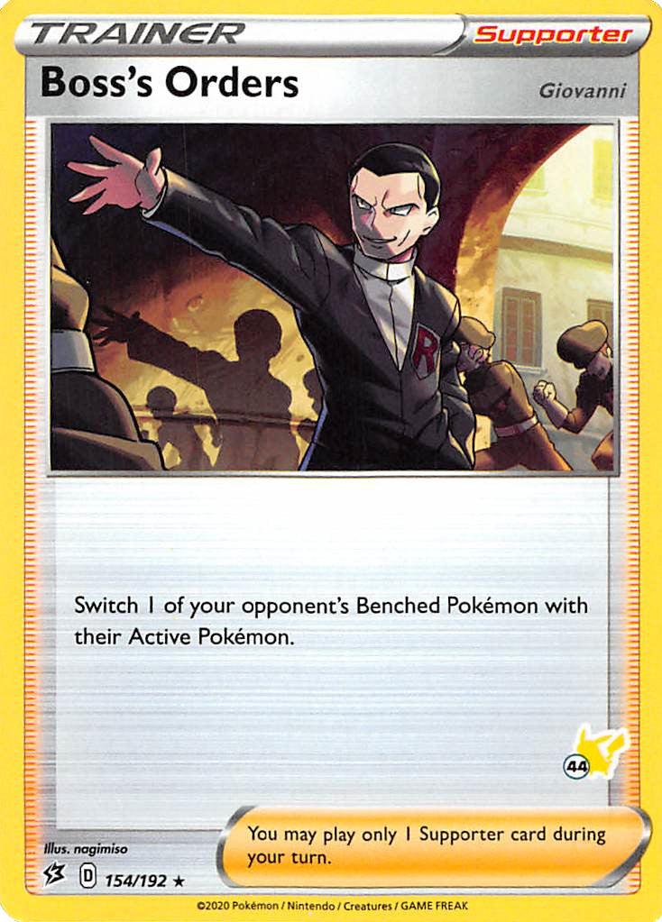 154, Battle Academy 2022, Normal, Rare, Supporter Boss's Orders (154/192) (Pikachu Stamp #44) [Battle Academy 2022] - Trading Card World