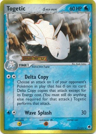 11, EX: Dragon Frontiers, Fighting[-30], Holo Rare, Lightning[×2], Reverse Holofoil, Water Togetic (11/101) (Delta Species) (Stamped) [EX: Dragon Frontiers] - Trading Card World