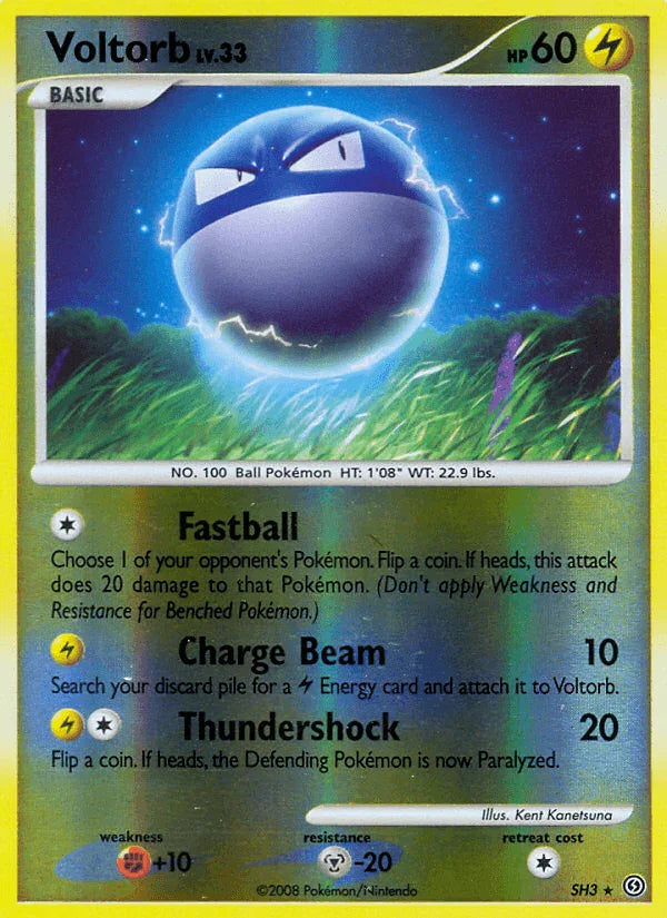 Diamond & Pearl: Stormfront, Fighting[+10], Holo Rare, Holofoil, Lightning, Metal[-20], Reverse Holofoil, SH3 Voltorb (SH3) [Diamond & Pearl: Stormfront] - Trading Card World