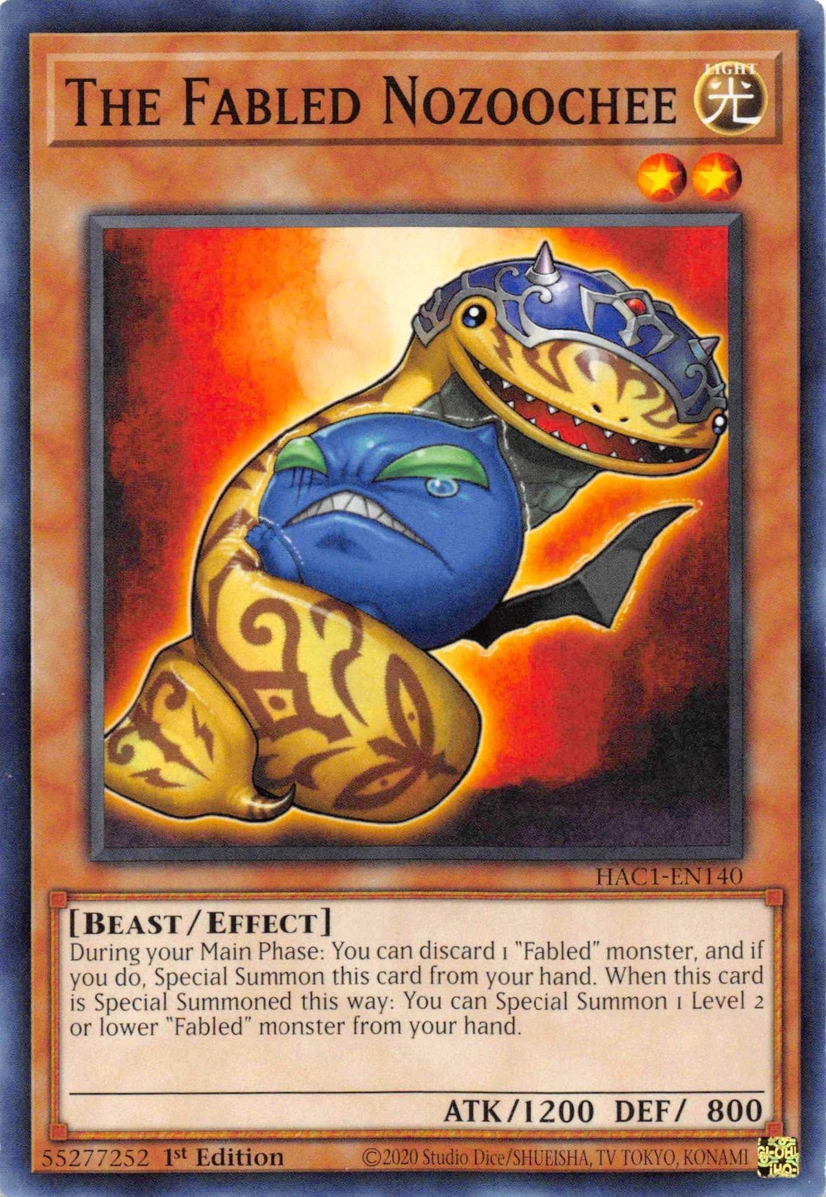 1st Edition, Beast, Common, Effect Monster, Hidden Arsenal: Chapter 1, Light The Fabled Nozoochee [HAC1-EN140] Common - Trading Card World