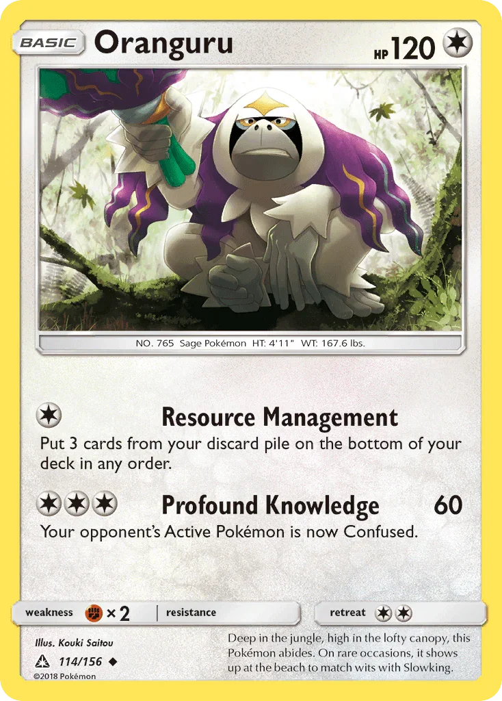 114, Colorless, Fighting[×2], Normal, Reverse Holofoil, Sun & Moon: Ultra Prism, Uncommon Oranguru (114/156) [Sun & Moon: Ultra Prism] - Trading Card World