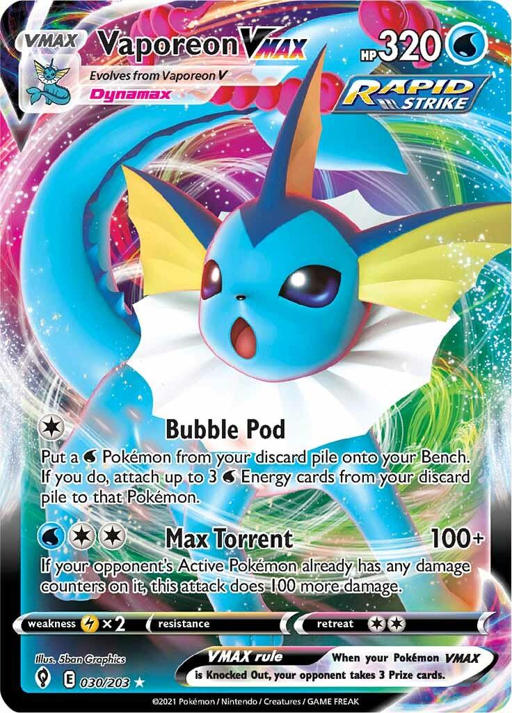 030, Holofoil, Lightning [x2], Sword & Shield: Evolving Skies, Ultra Rare, Water Vaporeon VMAX (030/203) [Sword & Shield: Evolving Skies] - Trading Card World