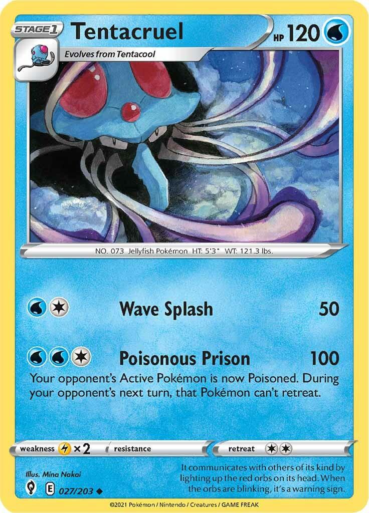 027, Lightning [x2], Normal, Reverse Holofoil, Sword & Shield: Evolving Skies, Uncommon, Water Tentacruel (027/203) [Sword & Shield: Evolving Skies] - Trading Card World