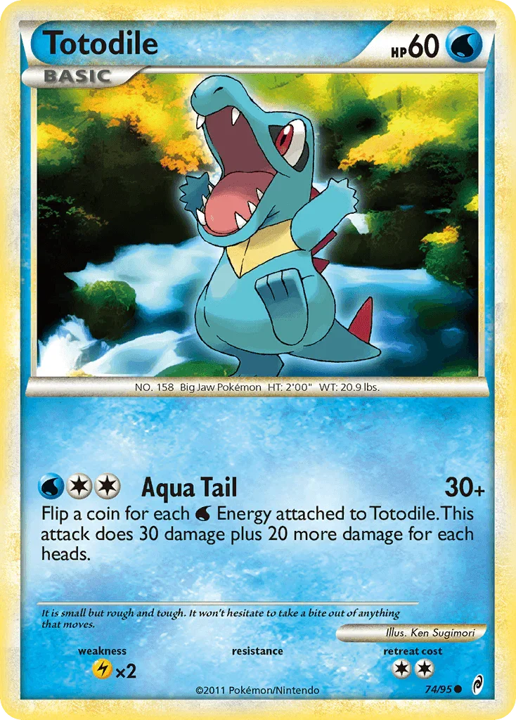 74, Common, HeartGold & SoulSilver: Call of Legends, Lightning[×2], Normal, Reverse Holofoil, Water Totodile (74/95) [HeartGold & SoulSilver: Call of Legends] - Trading Card World