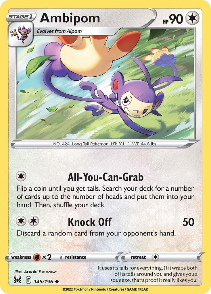 145, Colorless, Fighting [x2], Normal, Reverse Holofoil, Sword & Shield: Lost Origin, Uncommon Ambipom (145/196) [Sword & Shield: Lost Origin] - Trading Card World