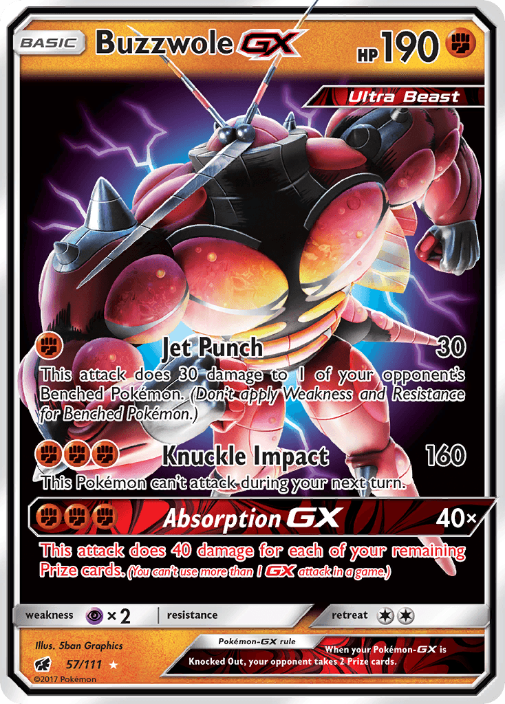 57, Fighting, Holofoil, Psychic[×2], Sun & Moon: Crimson Invasion, Ultra Rare Buzzwole GX (57/111) [Sun & Moon: Crimson Invasion] - Trading Card World