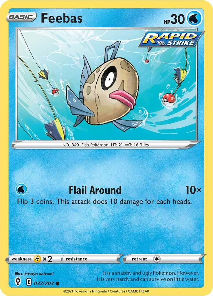 037, Common, Lightning [x2], Normal, Reverse Holofoil, Sword & Shield: Evolving Skies, Water Feebas (037/203) [Sword & Shield: Evolving Skies] - Trading Card World