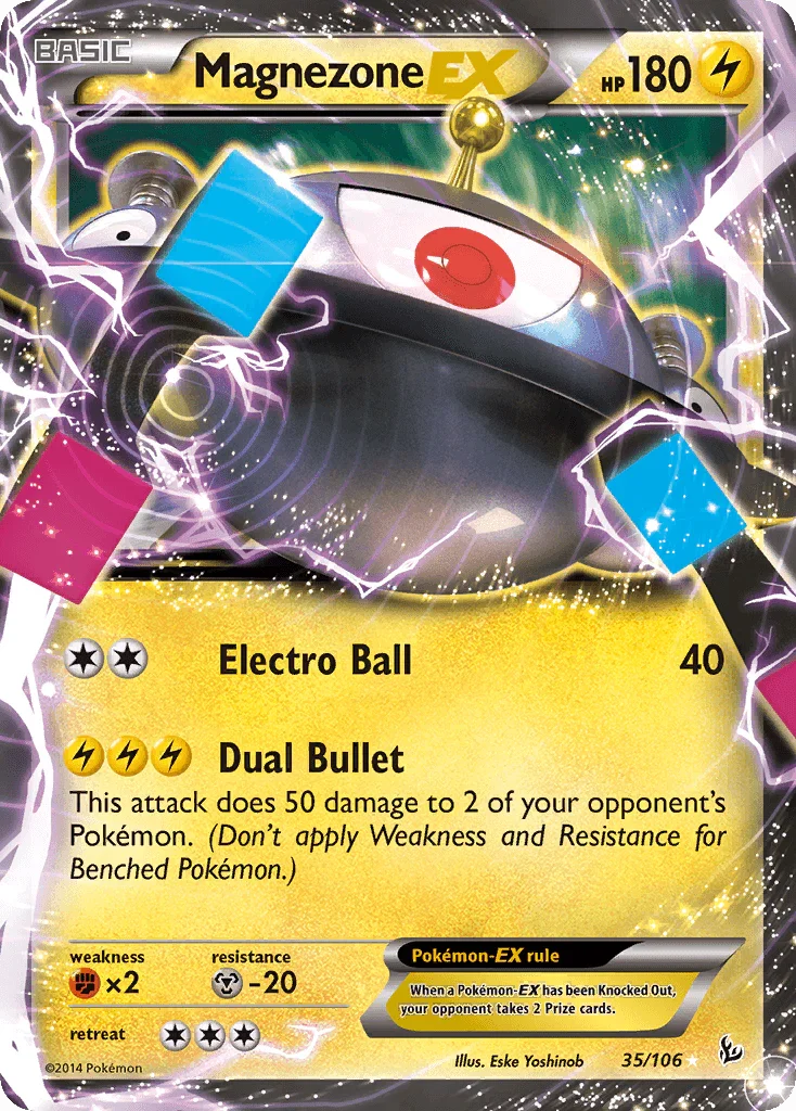 35, Fighting[×2], Holofoil, Lightning, Metal[-20], Ultra Rare, XY: Flashfire Magnezone EX (35/106) [XY: Flashfire] - Trading Card World