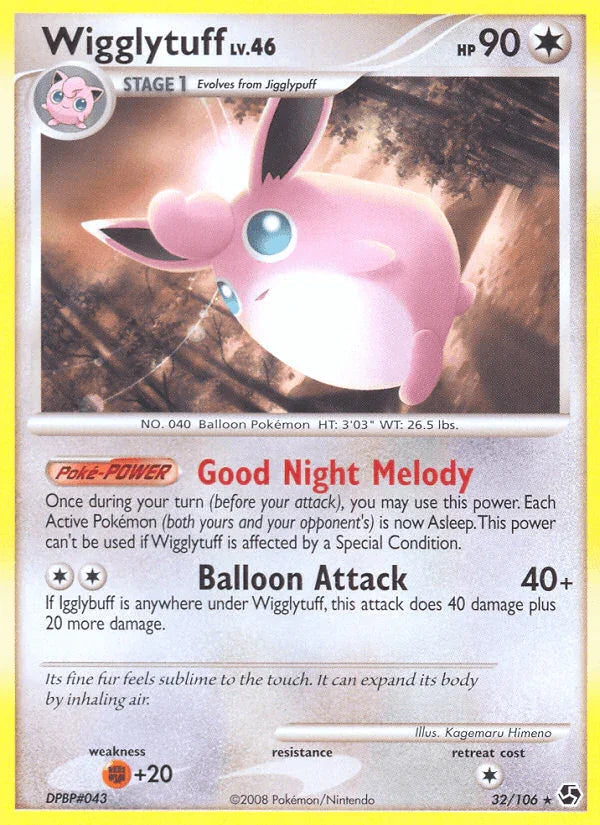 32, Colorless, Diamond & Pearl: Great Encounters, Fighting[+20], Normal, Rare, Reverse Holofoil Wigglytuff (32/106) [Diamond & Pearl: Great Encounters] - Trading Card World