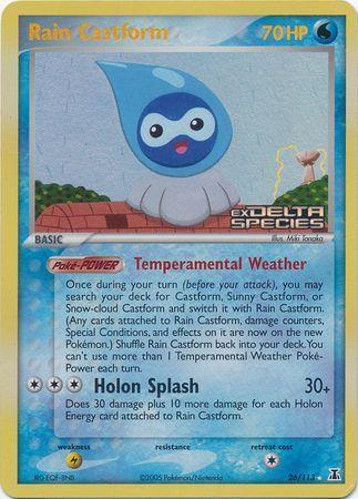 26, EX: Delta Species, Lightning[×2], Rare, Reverse Holofoil, Water Rain Castform (26/113) (Stamped) [EX: Delta Species] - Trading Card World