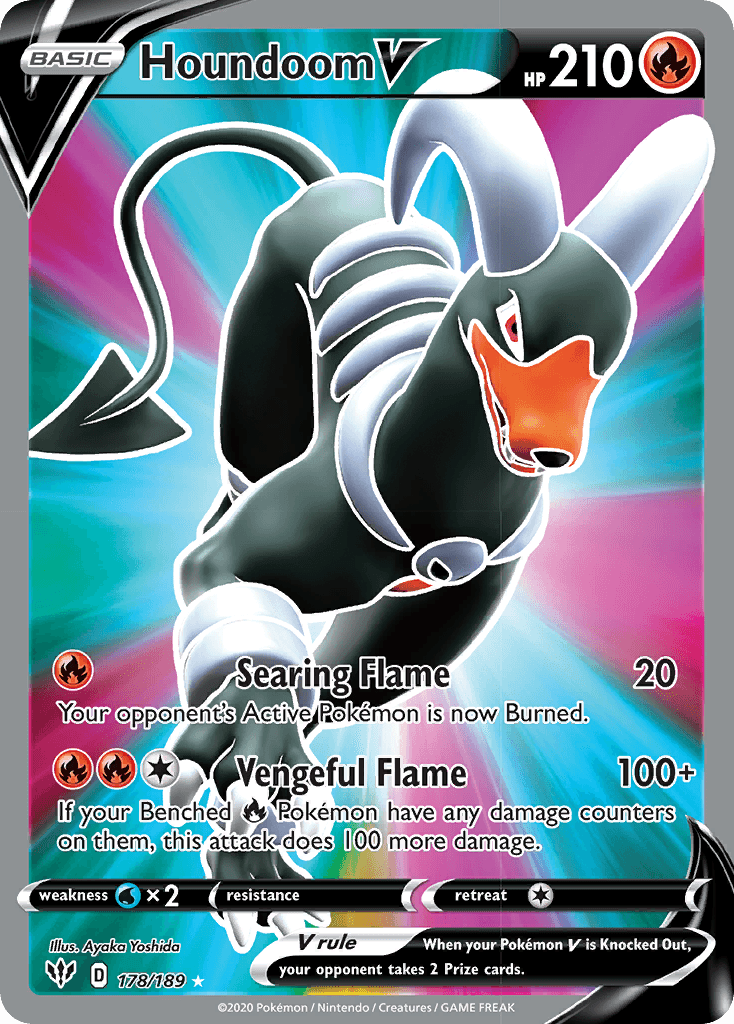 178, Fire, Holofoil, Sword & Shield: Darkness Ablaze, Ultra Rare, Water[×2] Houndoom V (178/189) [Sword & Shield: Darkness Ablaze] - Trading Card World