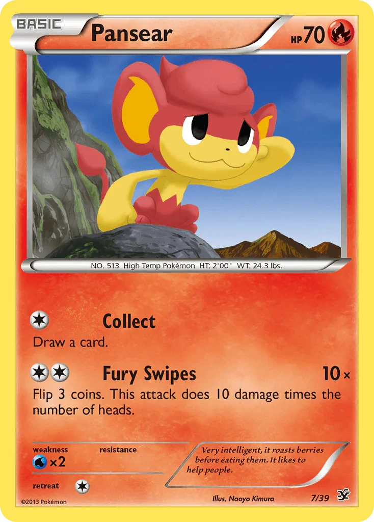 Common, Fire, Normal, Water[×2], XY: Kalos Starter Set Pansear (7/39) [XY: Kalos Starter Set] - Trading Card World