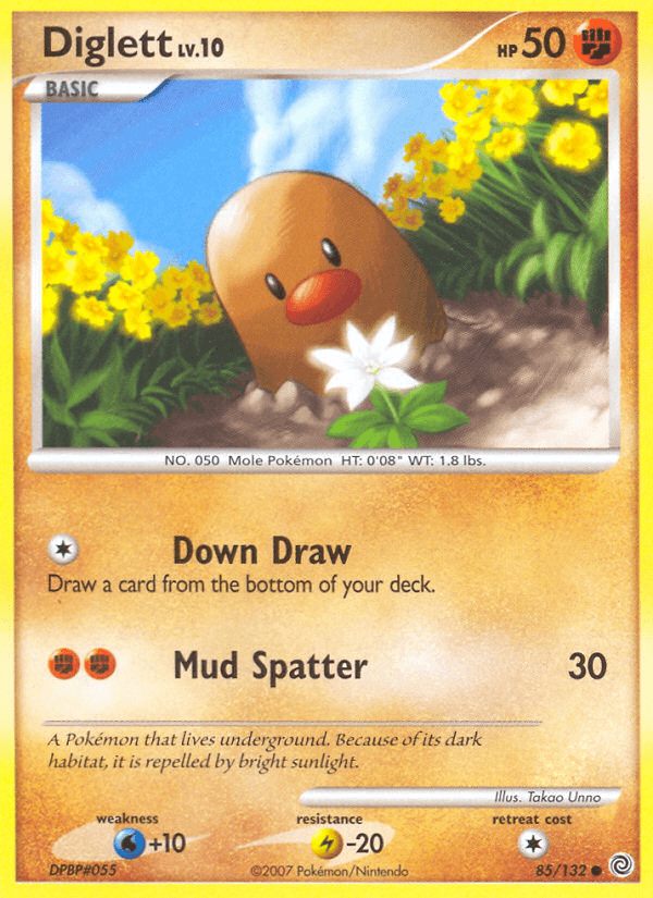 85, Common, Diamond & Pearl: Secret Wonders, Fighting, Lightning[-20], Normal, Reverse Holofoil, Water[+10] Diglett (85/132) [Diamond & Pearl: Secret Wonders] - Trading Card World