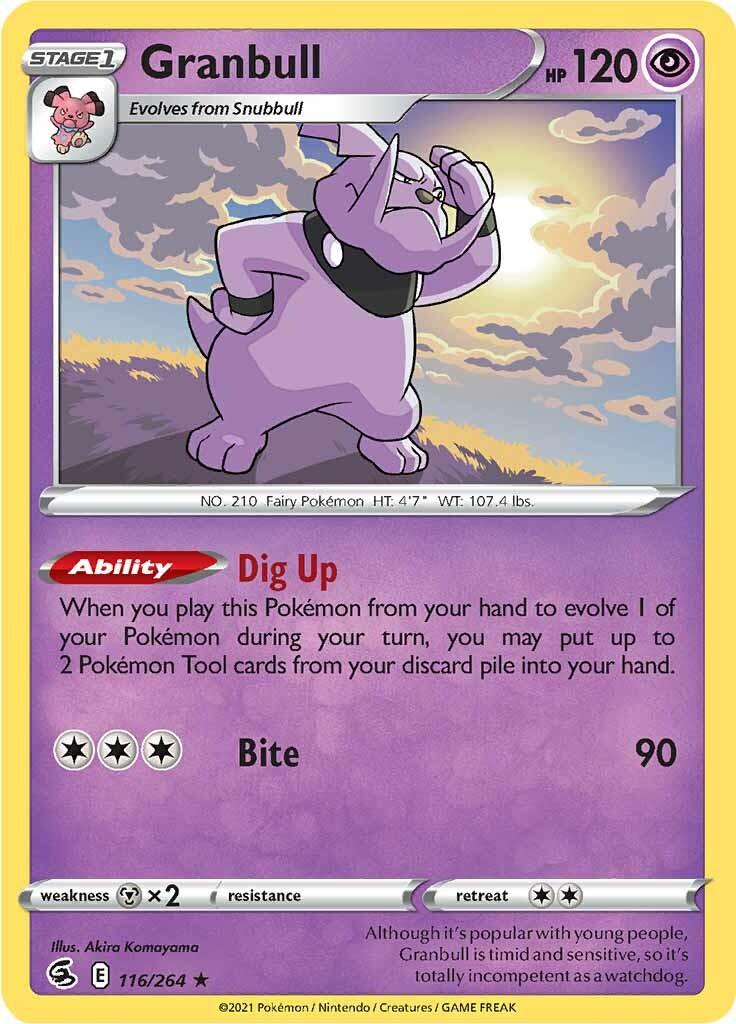 116, Metal [x2], Normal, Psychic, Rare, Reverse Holofoil, Sword & Shield: Fusion Strike Granbull (116/264) [Sword & Shield: Fusion Strike] - Trading Card World